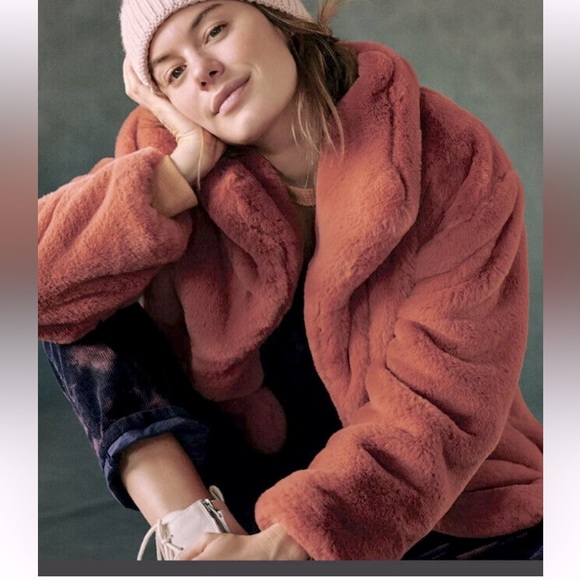 ANTHROPOLOGIE FAUX PLUSH FUR JACKET